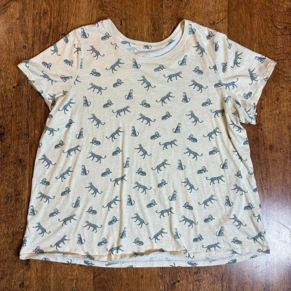 Lane Bryant Cream Leopard Print T-Shirt Plus Size 22/24 3X Wildlife Slub Tee